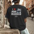 I Love Jesus And Raccoons Mom Dad Christian Love Jesus Bible Men's Back Print T-Shirt