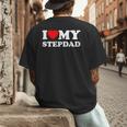 I Love My Step-Dad Heart Family Grandpa StepDad Bonus Dad Men's Back Print T-Shirt