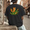 Orange Cat Dragon Riding Animal Lover Mom Dad Kids Men's Back Print T-Shirt