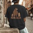 Papa Bear Dad Two Cubs Daddy Bear 2 Kids Father's Day Men's Back Print T-Shirt