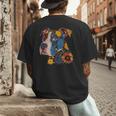 Pitbull Floral Dog Lover Vintage Flower Art Pitbull Mom Dad Men's Back Print T-Shirt