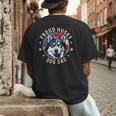 Proud Husky Dad American Flag Patriotic Husky Dad Men's Back Print T-Shirt