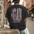 Proud New Dad New Girl Baby First Fathers Day American Flag Men's Back Print T-Shirt