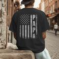 Proud Papa Fathers Day 2025 Dad America USA Flag Men's Back Print T-Shirt