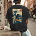 Pug Japanese Kanagawa Wave Surfing Japan Mom Dad Kids Men's Back Print T-Shirt Pug Japanese Kanagawa Wave Surfing Japan Mom Dad Kids Men's Back Print T-Shirt