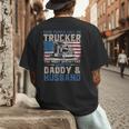 Semi Truck Driver Trucker Daddy Husband US American Flag Men's Back Print T-Shirt