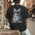 Tabby Daddy Cat Dad Graphic Grey Tabby Cat Lover Men's Back Print T-Shirt