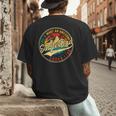Vintage Awesome Single Dad Retro Fathers Day For Dad Grandpa Men's Back Print T-Shirt