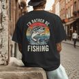 Vintage I'd Rather Be Fishing Graphic Bass Dad Boy Men Men's Back Print T-Shirt