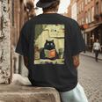 Vintage Japanese Cat Book Lovers Librarian Cat Dad Teacher Men's Back Print T-Shirt
