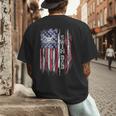 Vintage USA Flag Proud Swimming Dad Swim Swimmer Silhouette Men's Back Print T-Shirt