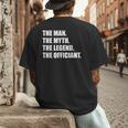 Wedding Officiant Art For Men Dad Ordained Minister Men's Back Print T-Shirt