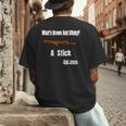What's Brown And Sticky A Stick -Dad Jokes- Men's Back Print T-Shirt