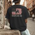 Wrestling Dad US Flag Fathers Day Retro Wrestling Fans Men's Back Print T-Shirt