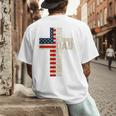 Blessed Dad Christian From Daughter Son Jesus Patriotic Men's Back Print T-Shirt