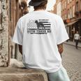 Boston Terrier Dad Distressed American Flag Patriotic Dog Men's Back Print T-Shirt