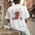 Cute Dachshund Valentine's Day Heart Love Dog Mom Dog Dad Men's Back Print T-Shirt