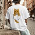 Cute Tabby Cat Pocket Cat Mom Cat Dad Cat Lover Men's Back Print T-Shirt