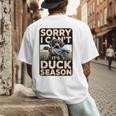 Duck Hunting Dog Sorry I Cant Its Duck Season Dad Joke Men's Back Print T-Shirt