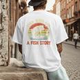 Fishing Even Jesus Had Fish Story Bass Dad Christian Men's Back Print T-Shirt Fishing Even Jesus Had Fish Story Bass Dad Christian Men's Back Print T-Shirt