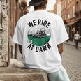 We Ride At Dawn Lawn Mower Zero-Turn Dad Mowing Men's Back Print T-Shirt