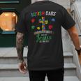 Autism Dad Son Father Autistic Kid Awareness Jesus Christian Men's Back Print T-Shirt
