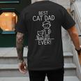 Best Cat Dad Ever Fun Line Art Illustration Men's Back Print T-Shirt