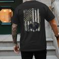 Camo USA Flag Bison Camouflage Hunting Wildlife Hunter Dad Men's Back Print T-Shirt