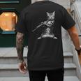 Cat Playing The Clarinet For Cat Lover Cat Mom Cat Dad Men's Back Print T-Shirt Cat Playing The Clarinet For Cat Lover Cat Mom Cat Dad Men's Back Print T-Shirt