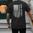 Cheer Dad Cheerleading American Flag Fathers Day Cheerleader Men's Back Print T-Shirt