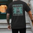 Cheer Dad Daddy Bow Sport Cheerleader Cheerleading Teal Blue Men's Back Print T-Shirt