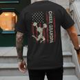 Cheer Grandpa US Flag Dad Patriotic Cheerleader Fathers Day Men's Back Print T-Shirt