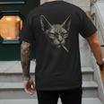 Cigarette Smoking Sphynx Cat Meme Stupid For Dad Men's Back Print T-Shirt