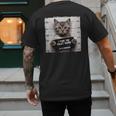 Cute Cat Mugshot Humorous Cat For Cats Lover Cat Mom Cat Dad Men's Back Print T-Shirt