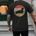 Dachshund Long Haired Dog Vintage Mom Dad Retro Men's Back Print T-Shirt