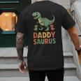 Daddy Saurus Dinosaur Dad Of Two Kids Dino Family Men's Back Print T-Shirt
