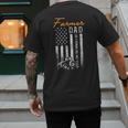 Farmer Dad Like A Normal Dad Only Cooler USA Flag Farming Men's Back Print T-Shirt