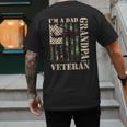 Grandpa Veteran Fathers Day Dad Veteran Camo American Flag Men's Back Print T-Shirt