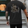 Grey Cat Torn Cloth Cat Dad Cat Mom Cat Lover Men's Back Print T-Shirt