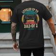 I Leveled Up To Dad Of 2 2026 Promoted To Dad Of Two Kids Men's Back Print T-Shirt