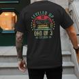 I Leveled Up To Dad Of 3 2026 Promoted To Dad Of Three Kids Men's Back Print T-Shirt