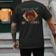 Leveled Up To Dad Of Twins Video Gamer Gaming Men's Back Print T-Shirt