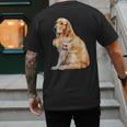 I Love Dad Patriotic Golden Retriever Canine Dog Lover Men's Back Print T-Shirt