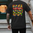 Mom And Dad Mama Birthday Boy Building Bricks Family Party Men's Back Print T-Shirt