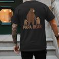 Papa Bear Dad Two Cubs Daddy Bear 2 Kids Father's Day Men's Back Print T-Shirt