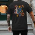 Pitbull Floral Dog Lover Vintage Flower Art Pitbull Mom Dad Men's Back Print T-Shirt