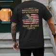 Now He Protects Me USAF Dad Proud Air Force Dad T-Shirt Men's Back Print T-Shirt