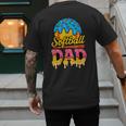 Retro Ice Cream Drip Softball Dad Game Day Dad Father's Day Men's Back Print T-Shirt