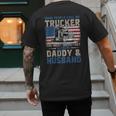 Semi Truck Driver Trucker Daddy Husband US American Flag Men's Back Print T-Shirt