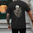 Skeleton Hugging Cat Halloween Cat Lover Cat Mom Dad Men's Back Print T-Shirt